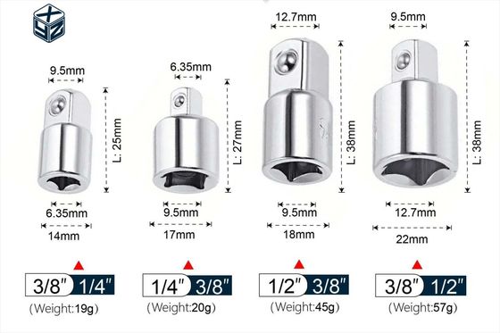 1/2&quot; Adaptador de conexión de impacto de plata y reducidor con material CRV de acabado natural