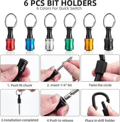 Finish de óxido negro 6pcs de liberación rápida 1/4 de pulgada de eje hexagonal de conductor de tornillo de bit de porta llaves