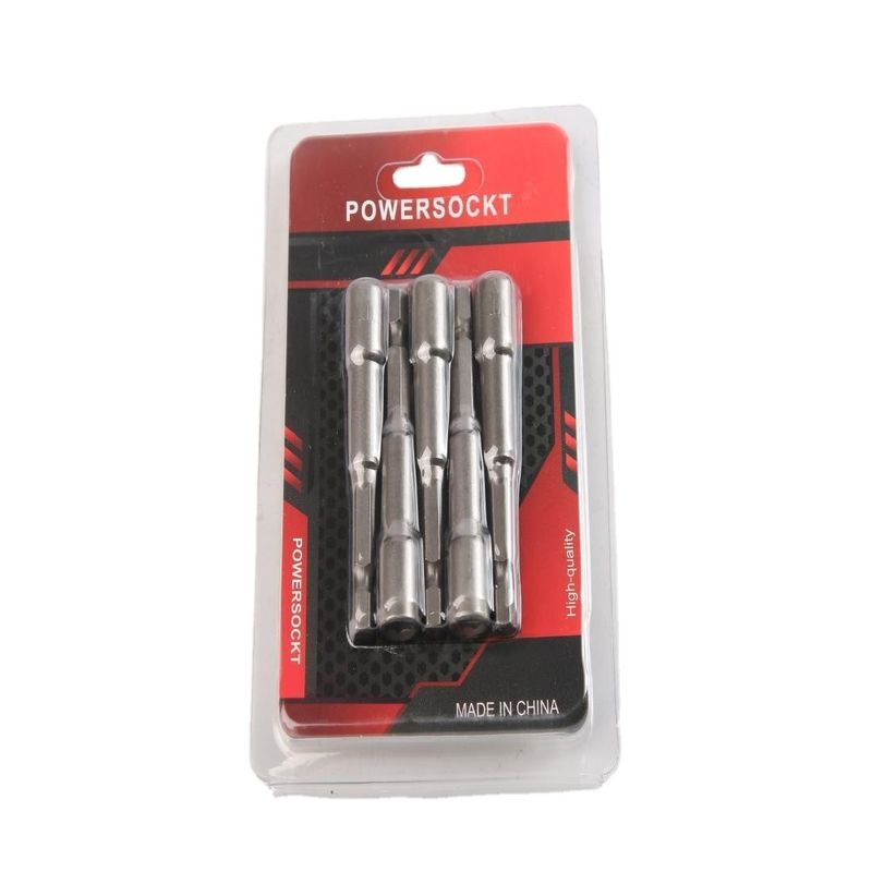 6mm*65mm*5PC CRV Material 6.35 Conjunto de conductores de tuercas magnéticas hexagonales para apretar con precisión