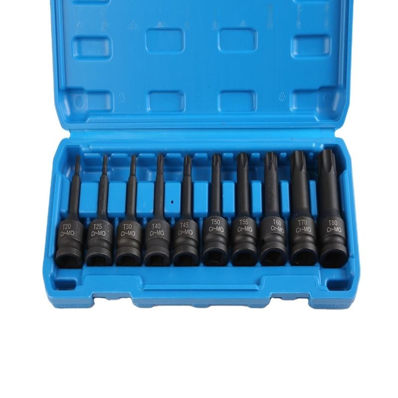 Finish de fosfato negro 20pcs de la serie 78 T20 a T80 Material CR-MO Conjunto de toma de impacto duradero