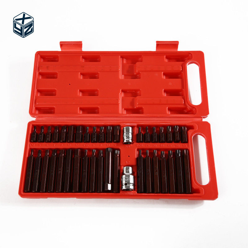 Grado industrial 40 piezas con material rojo S2 y caja de plástico de acabado natural