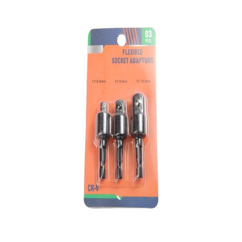 CRV Adaptador de toma de corriente universal de acero cromino negro con paquete de ampollas